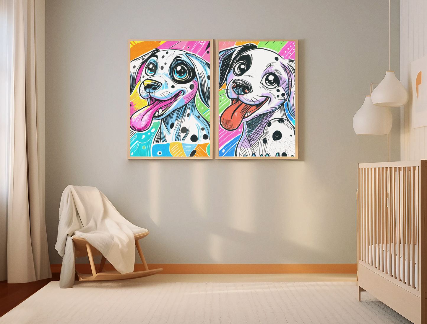 Dalmatian Diptych Canvas Set | Bold Dog Wall Art | LenyV Artelier