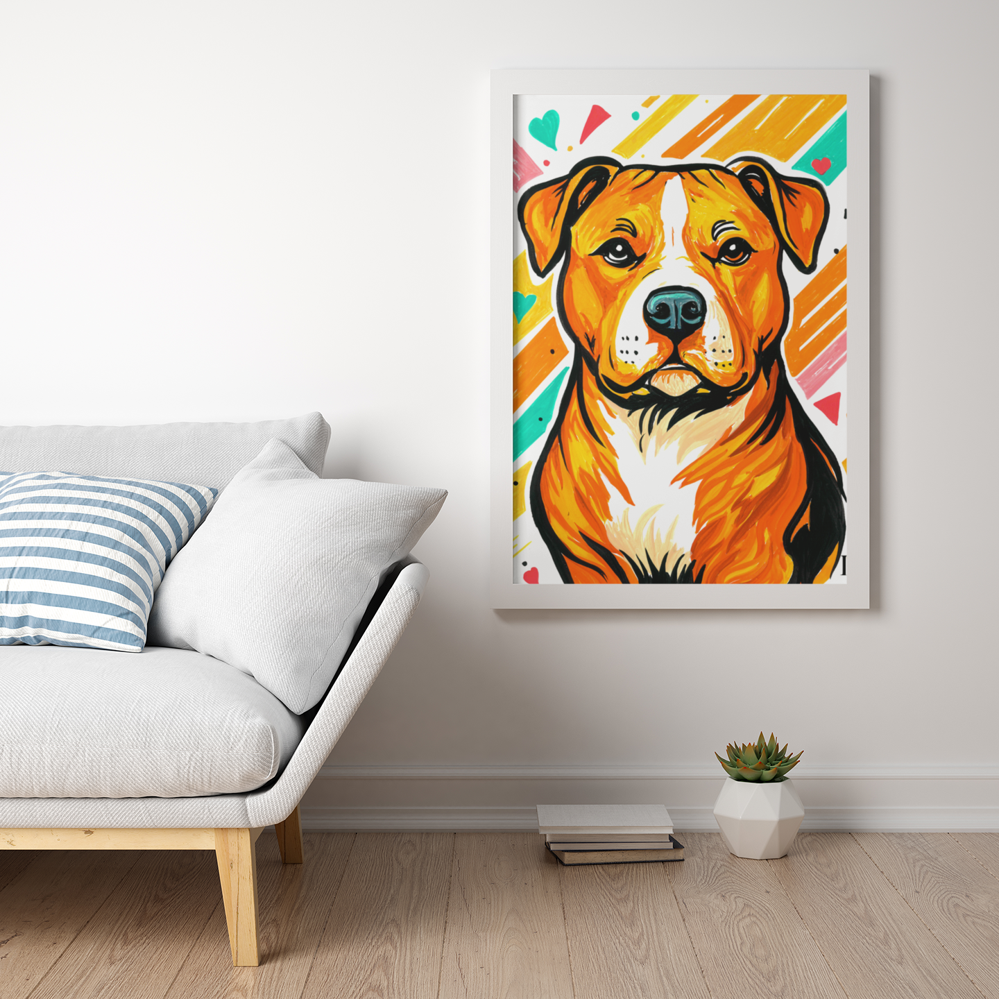Pitbull Kunstdruck | Mutiges Hundeporträt Wandkunst | LenyV Artelier