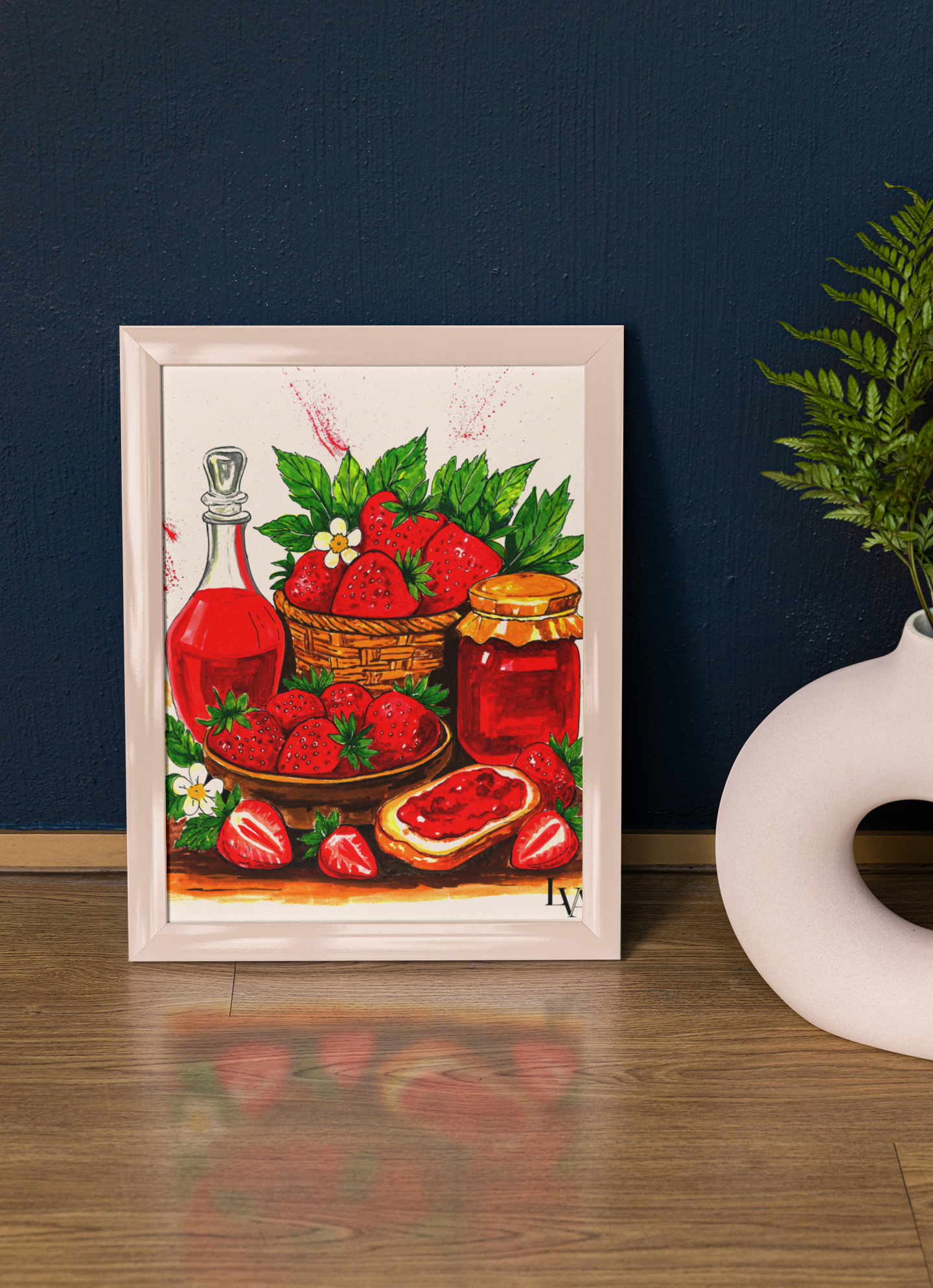 Strawberry Harvest Still Life Art Print | LenyV Artelier