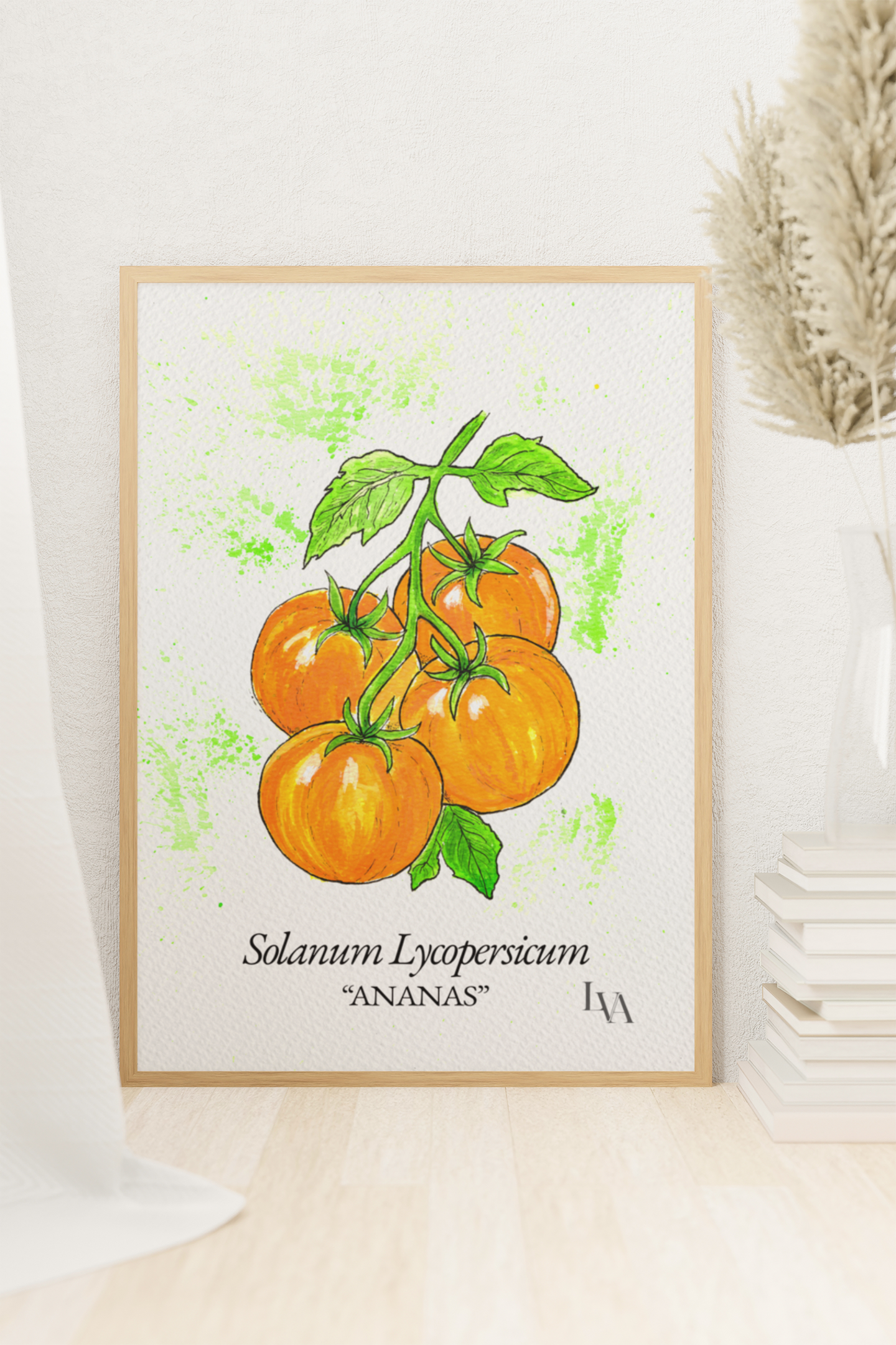 Ananas Tomato Art Print – Solanum Lycopersicum Botanical Illustration | Kitchen Wall Art | LenyV Artelier