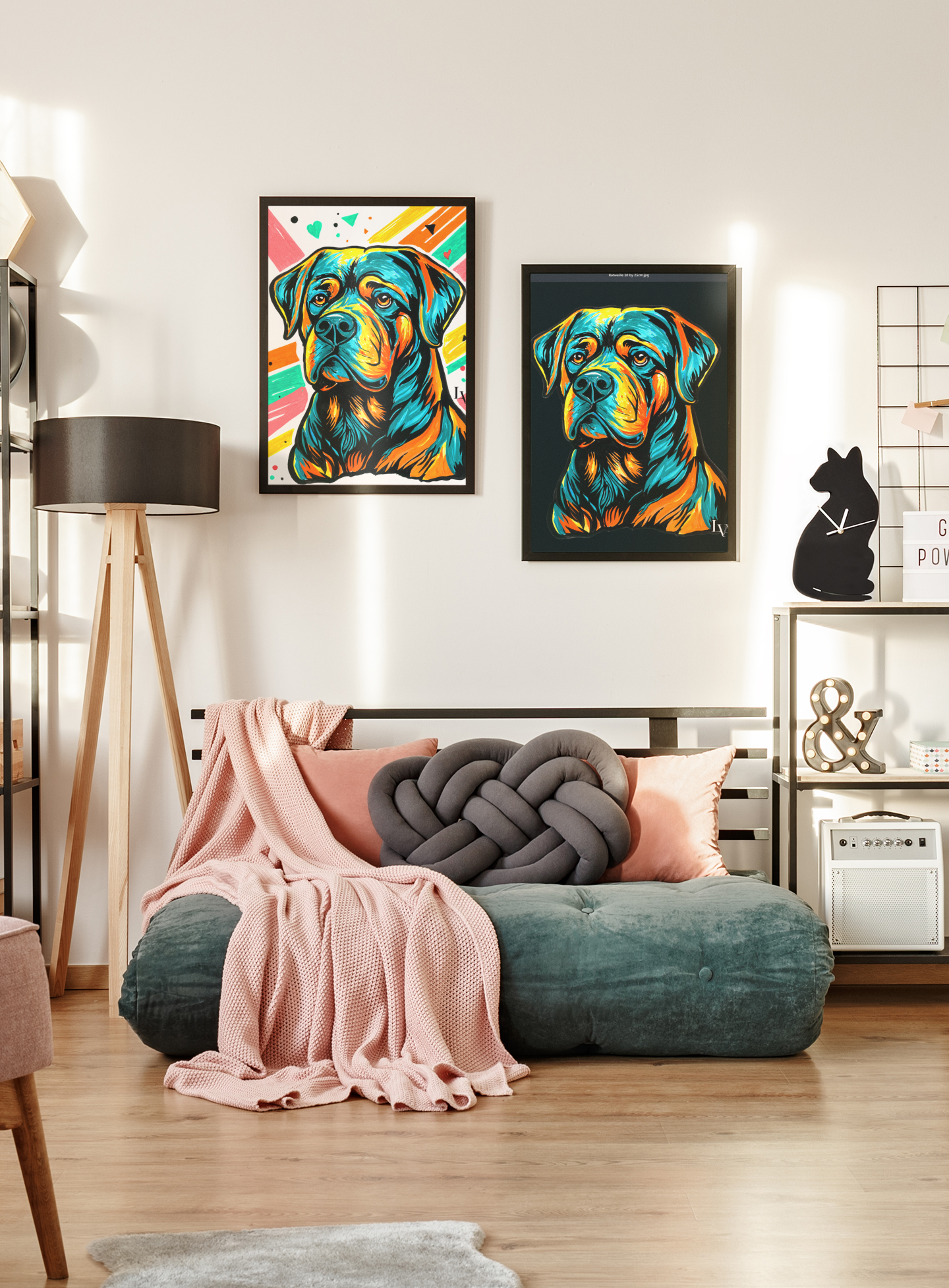 Rottweiler Kunstdruck | Mutiges Hundeporträt Wandkunst | LenyV Artelier