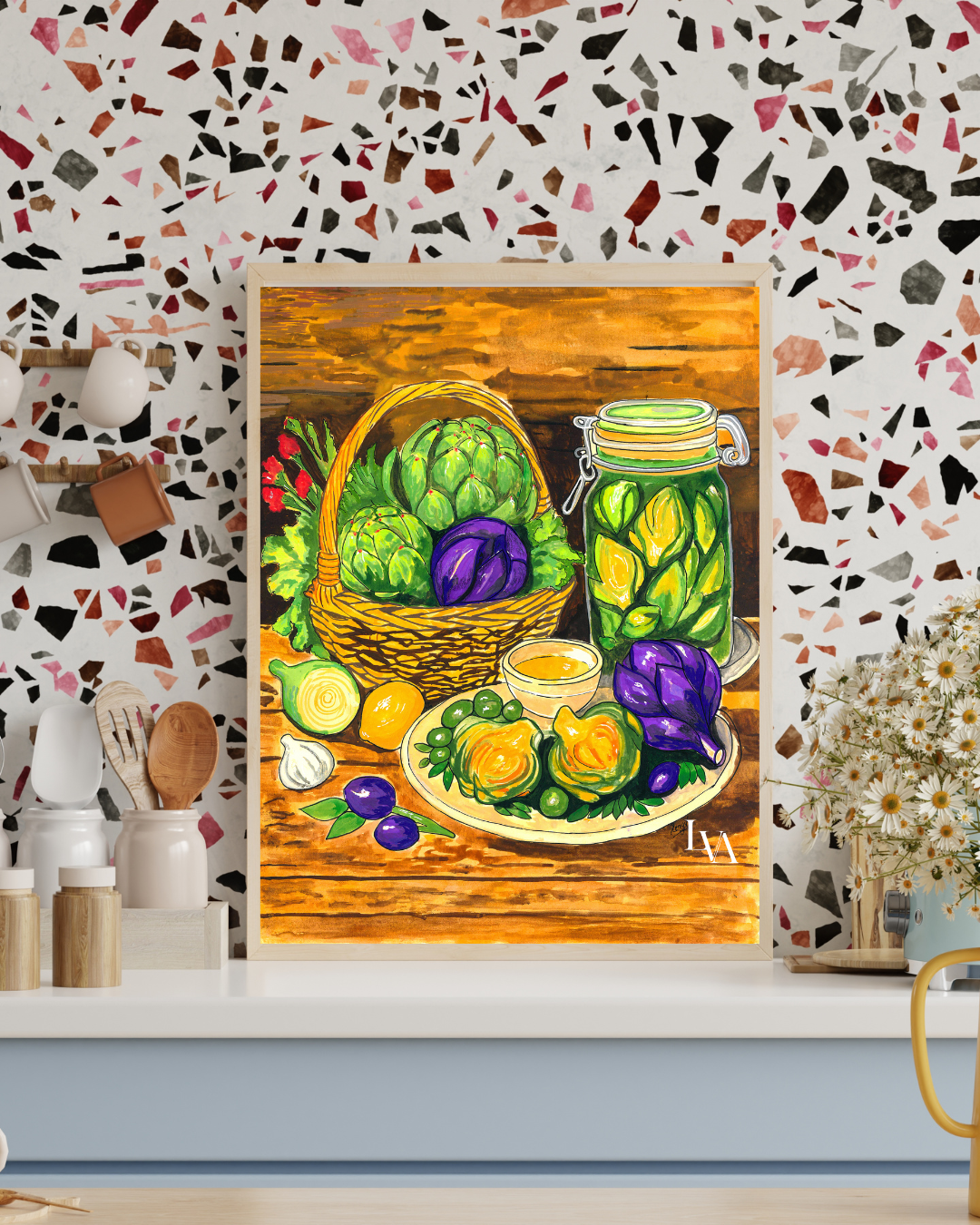 Mediterranean Artichoke Still Life Art Print | LenyV Artelier