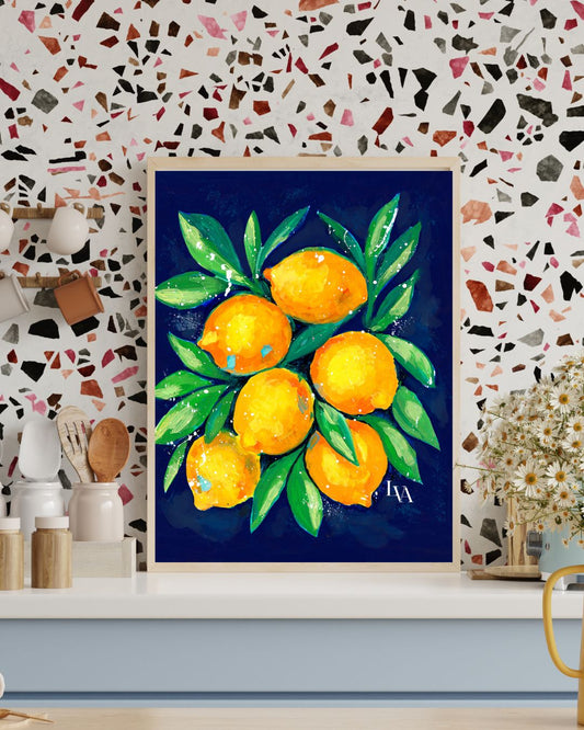 Kunstdruck Stillleben Mittelmeerzitronen | LenyV Artelier