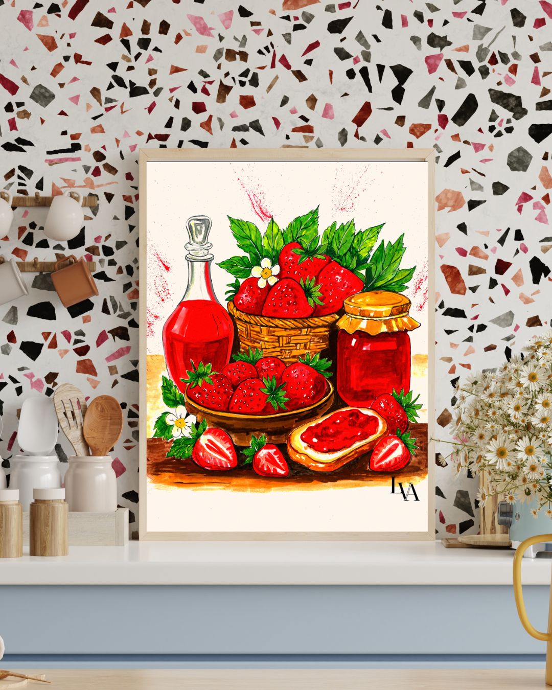 Strawberry Harvest Still Life Art Print | LenyV Artelier