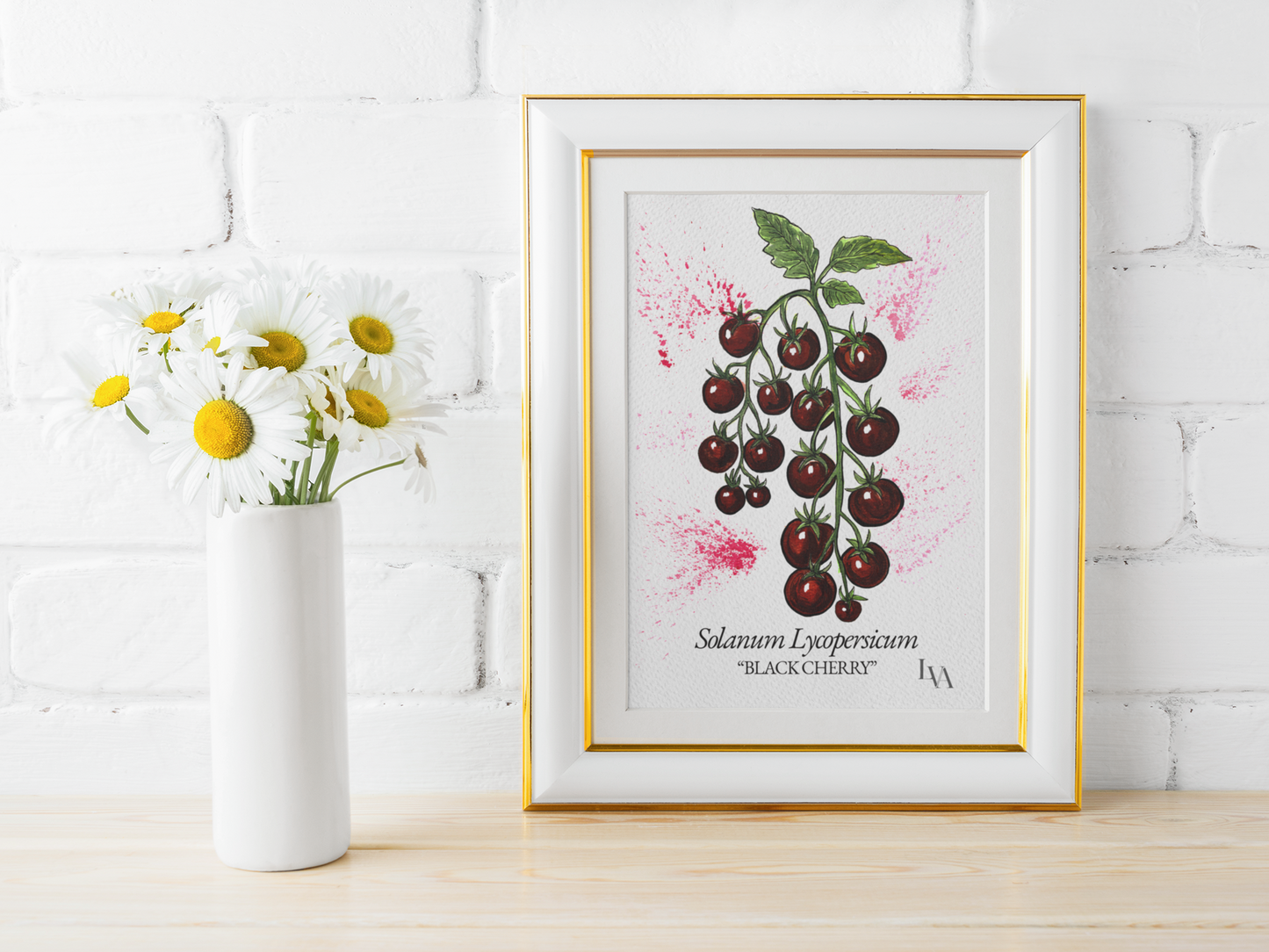 Black Cherry Tomato Art Print – Solanum Lycopersicum Botanical Illustration | Kitchen Wall Art | LenyV Artelier