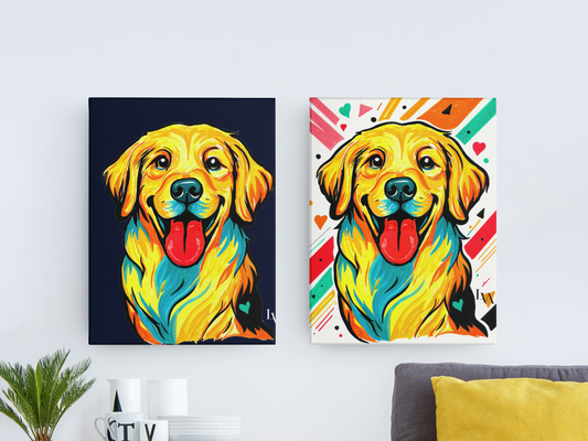 Toile imprimée Golden Retriever | Art mural chien | LenyV Artelier