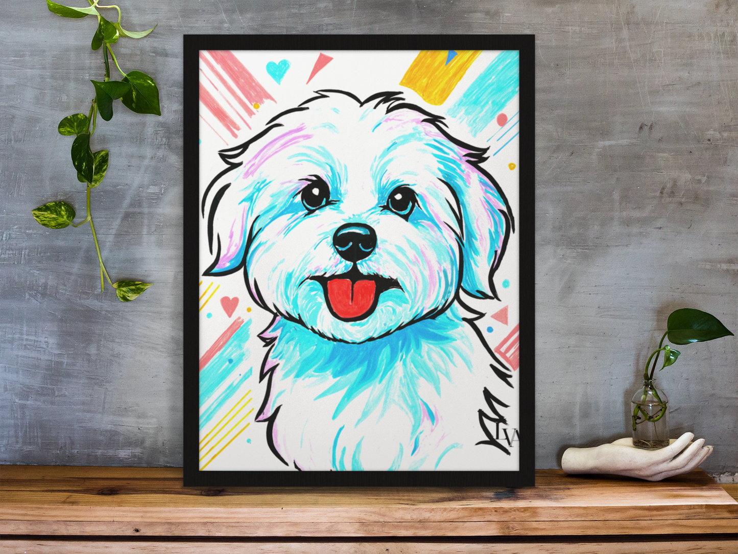 Impression d'art maltais | Décoration murale audacieuse avec portrait de chien | LenyV Artelier