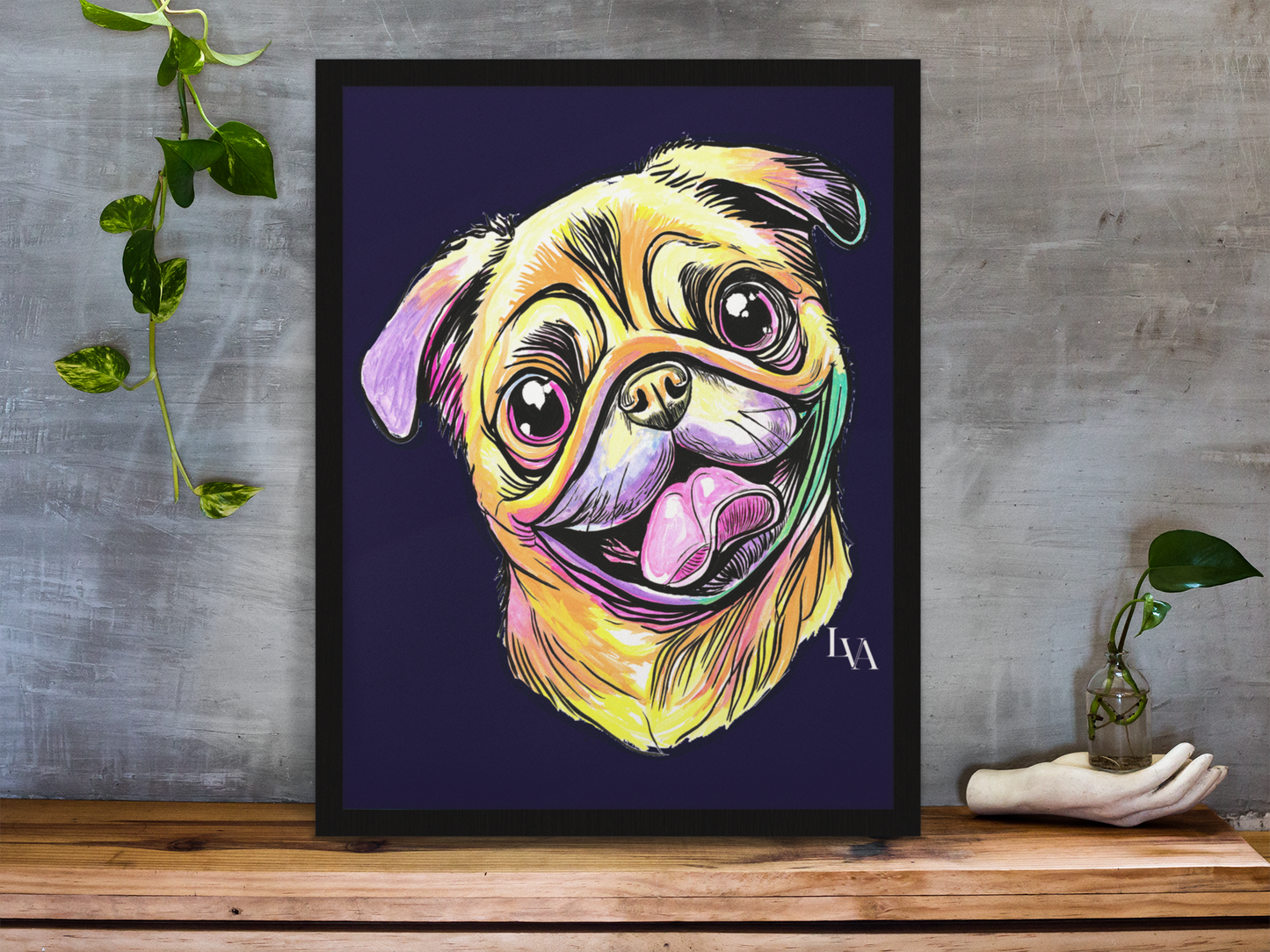 Mops-Kunstdruck | Kühnes Hundesporträt als Wandbild | LenyV Artelier