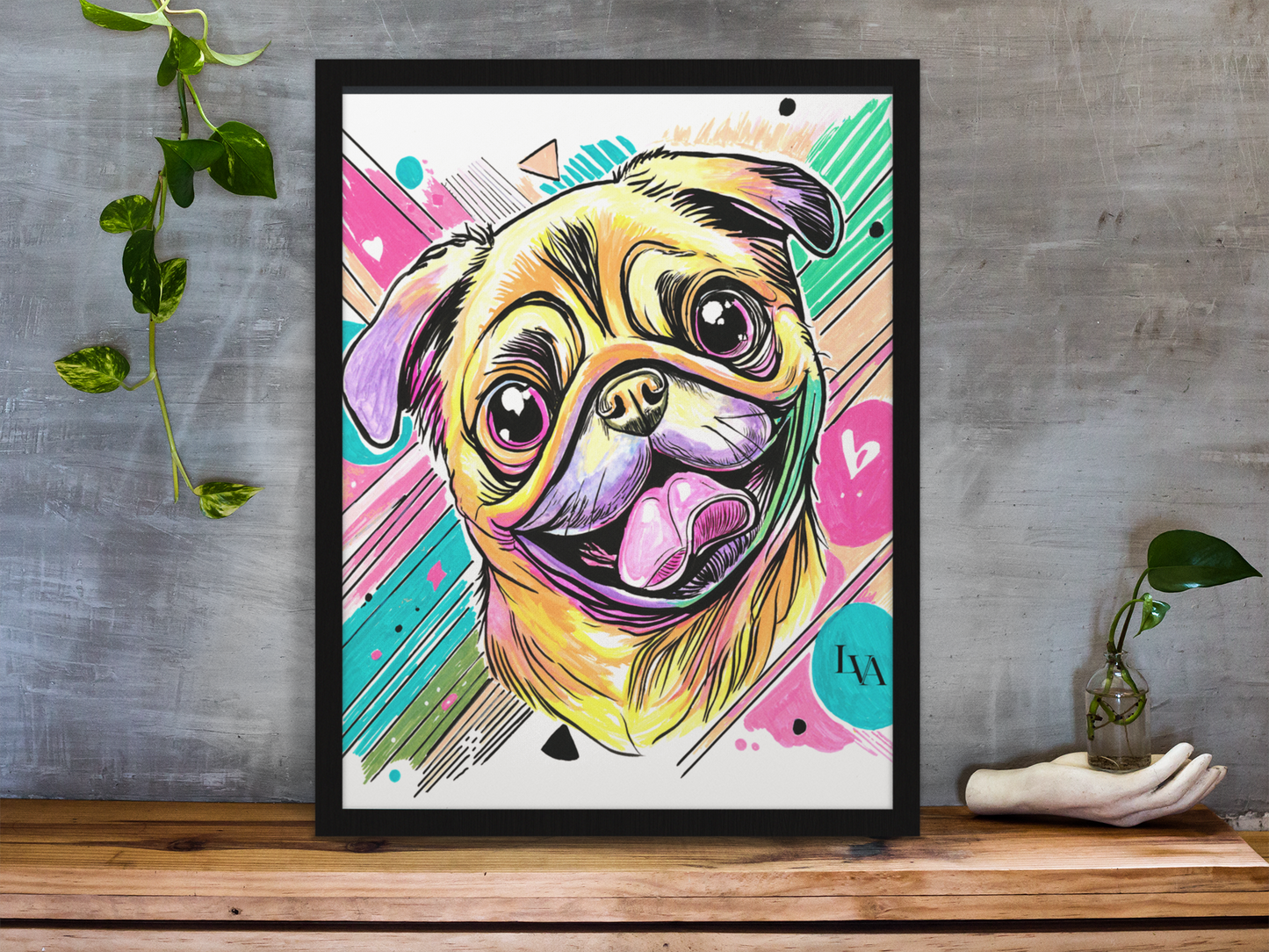 Mops-Kunstdruck | Kühnes Hundesporträt als Wandbild | LenyV Artelier