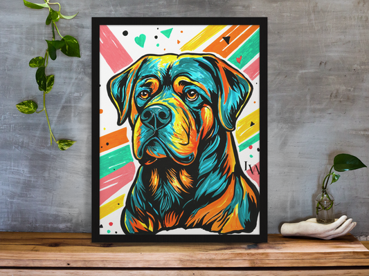 Rottweiler Kunstdruck | Mutiges Hundeporträt Wandkunst | LenyV Artelier