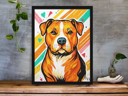 Pitbull Kunstdruck | Mutiges Hundeporträt Wandkunst | LenyV Artelier