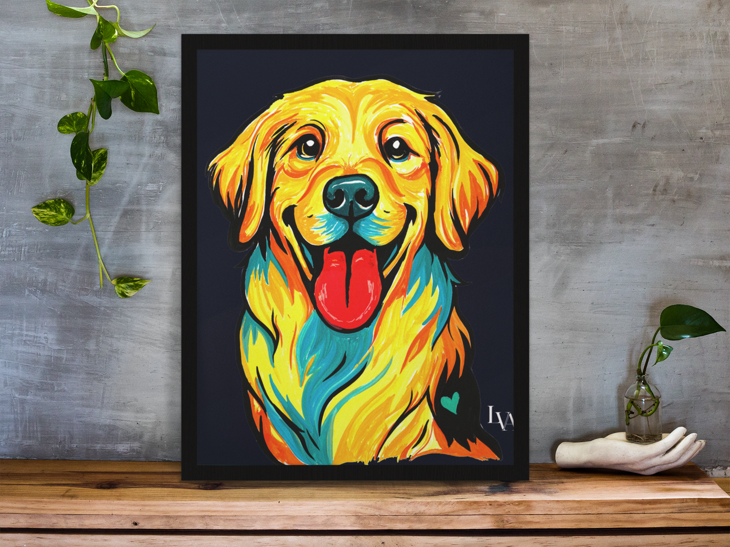 Kunstdruck Goldener Retriever | Kühnes Hundeporträt Wandkunst | LenyV Artelier
