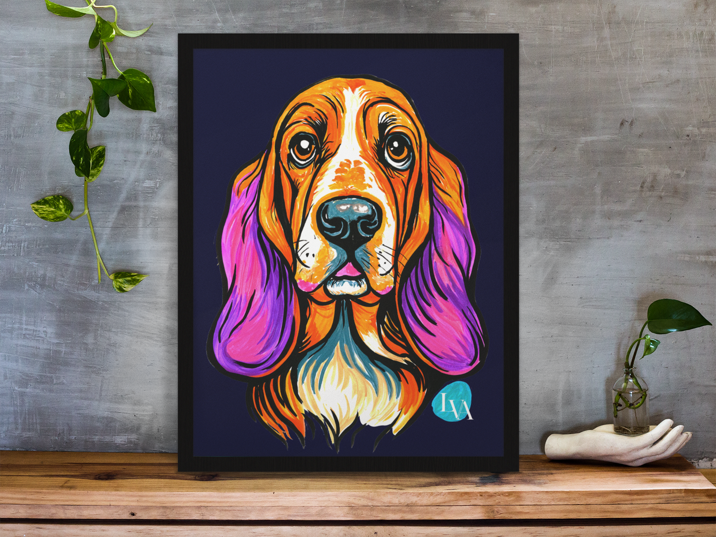 Basset Hound Art Print | Bold Dog Portrait Wall Art | LenyV Artelier
