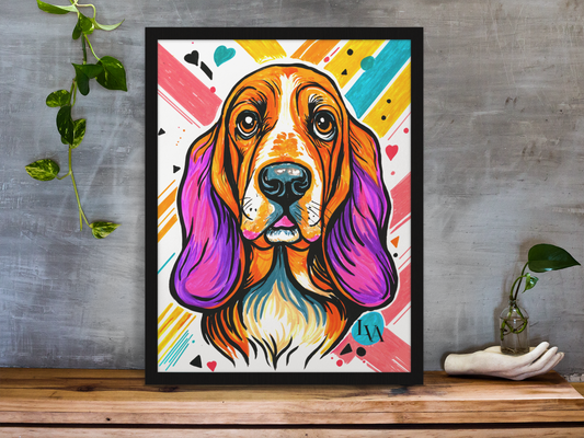 Impression d'art Basset Hound | Décoration murale audacieuse avec portrait de chien | LenyV Artelier
