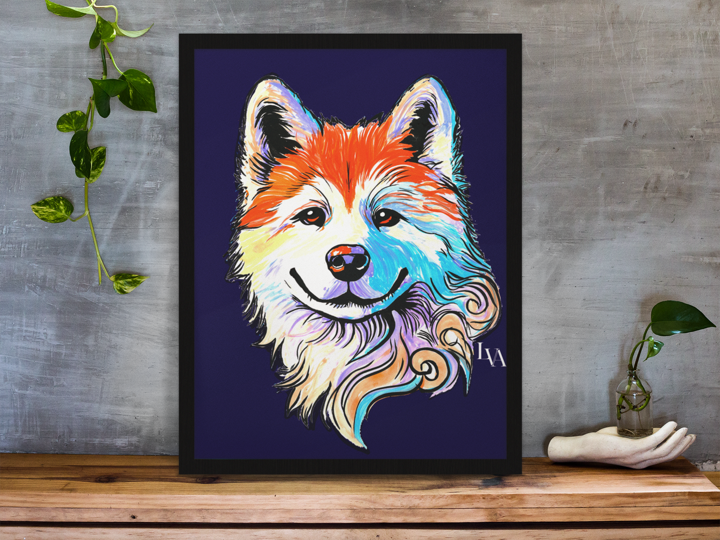 Shiba Inu Kunstdruck | Mutiges Hundeporträt Wandkunst | LenyV Artelier
