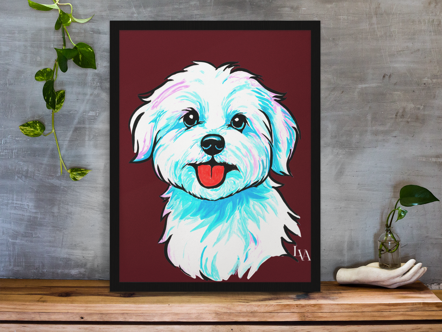 Impression d'art maltais | Décoration murale audacieuse avec portrait de chien | LenyV Artelier
