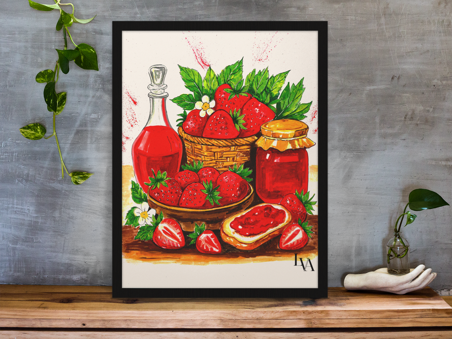 Strawberry Harvest Still Life Art Print | LenyV Artelier