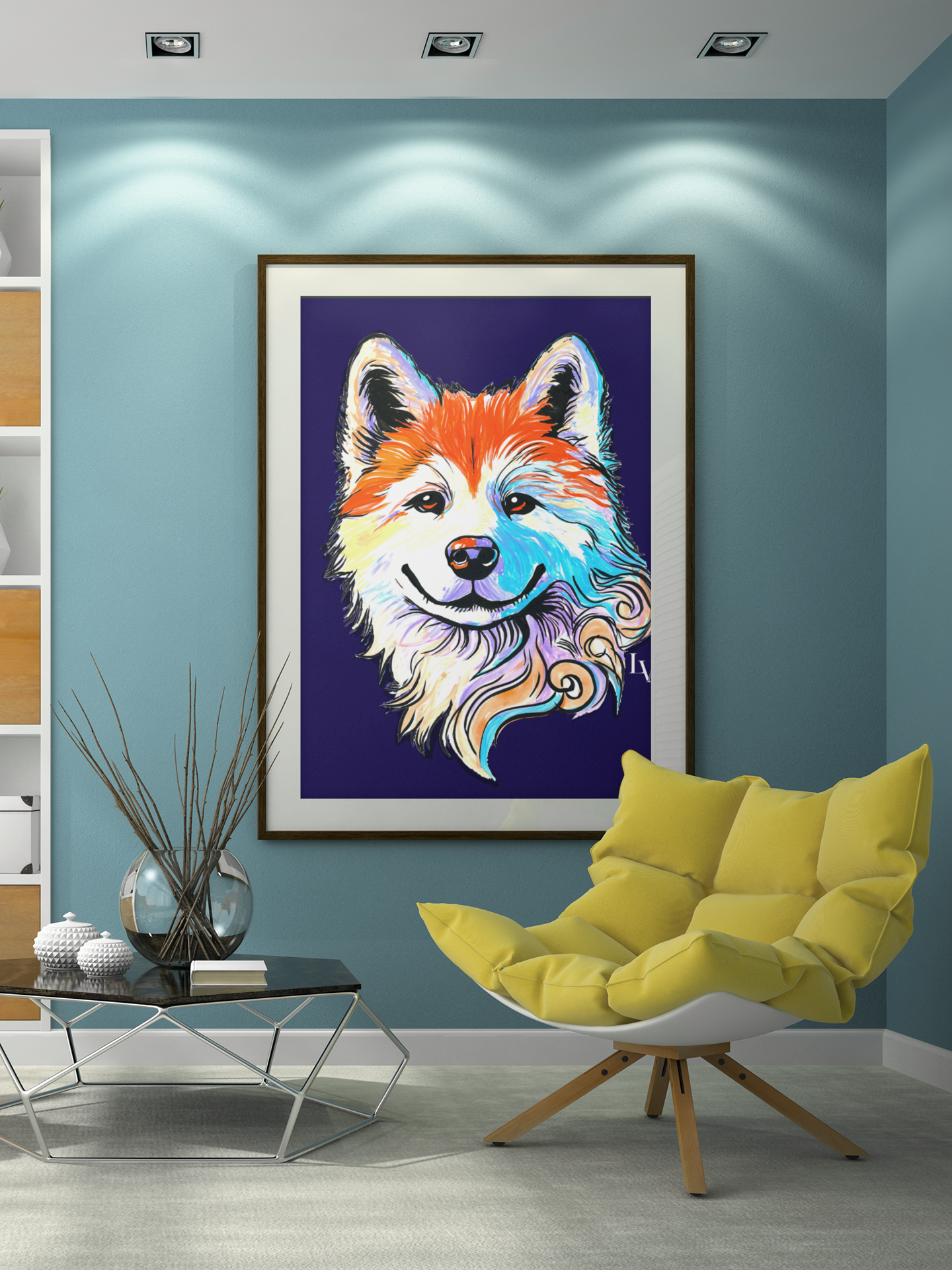 Shiba Inu Kunstdruck | Mutiges Hundeporträt Wandkunst | LenyV Artelier
