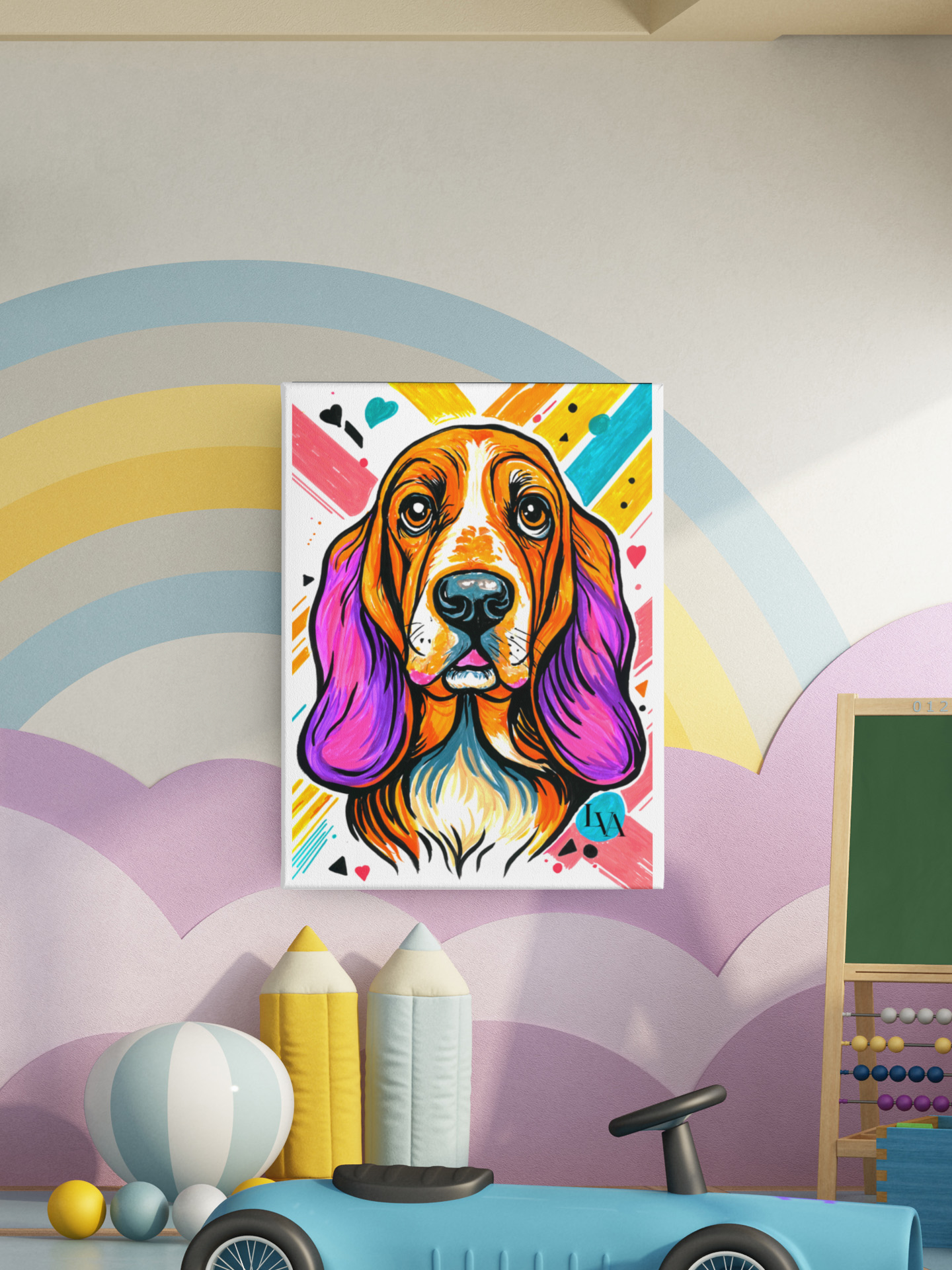 Basset Hound Art Print | Bold Dog Portrait Wall Art | LenyV Artelier