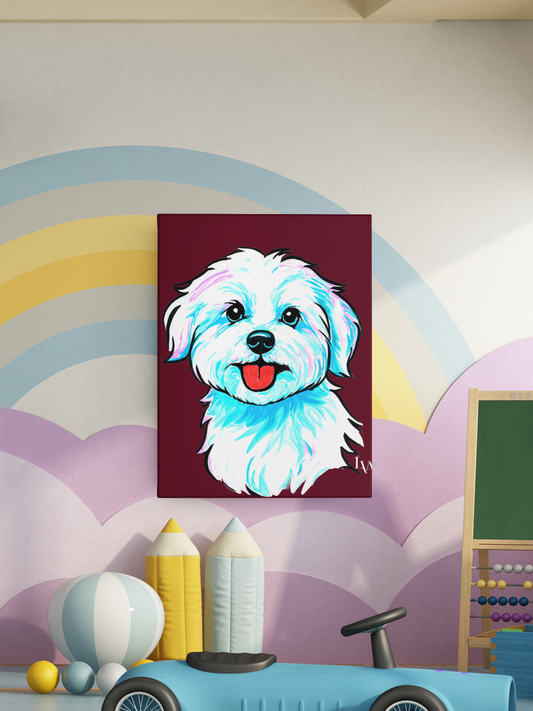 Impression sur toile Chien Maltais | Décoration murale chien | LenyV Artelier