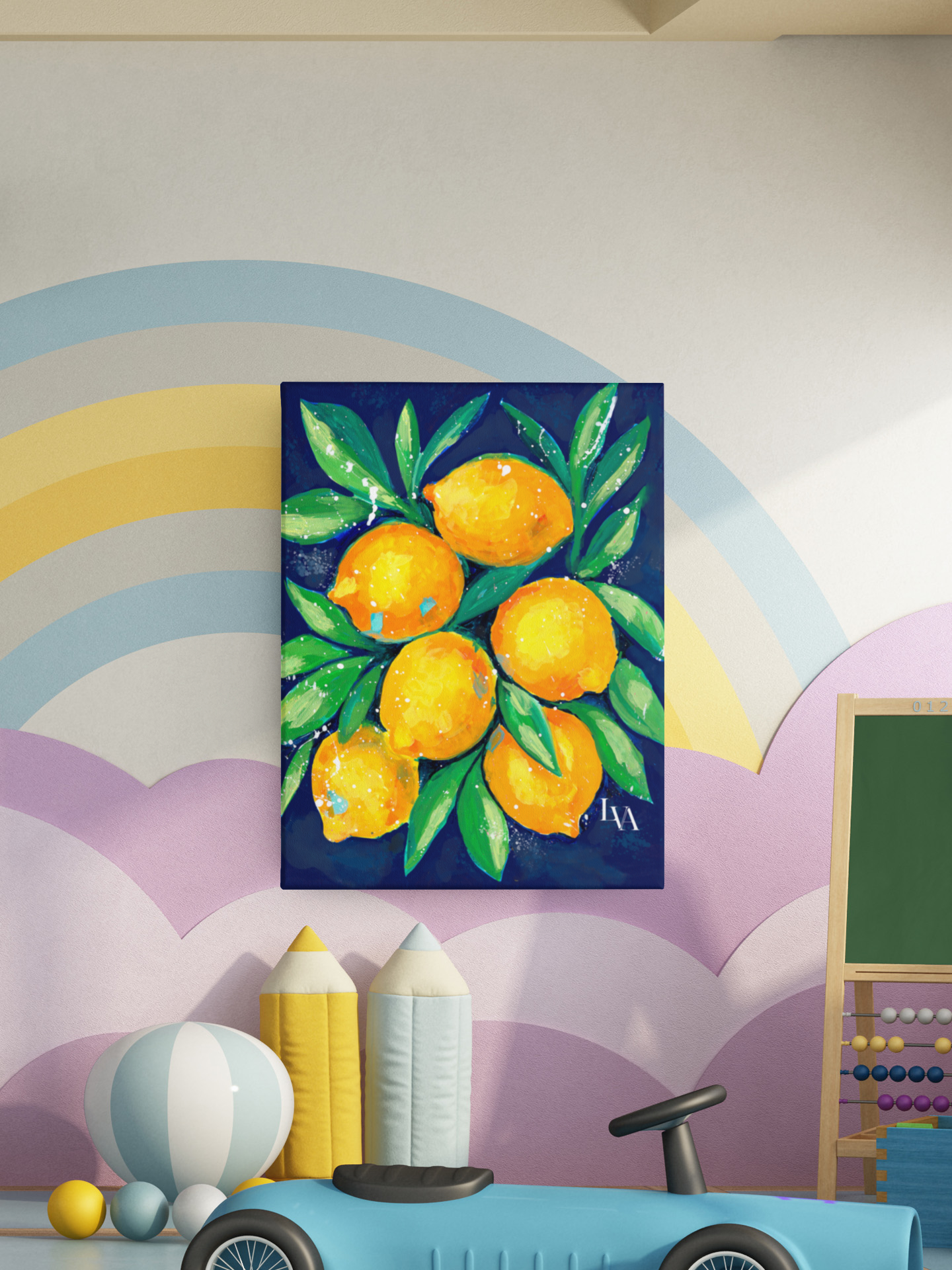 Mediterranean Lemons Still Life Canvas Print | LenyV Artelier