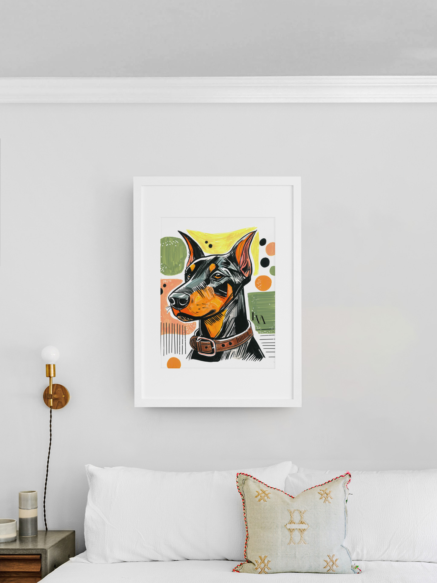 Dobermann Kunstdruck | Mutiges Hundeportrait Wandkunst | LenyV Artelier