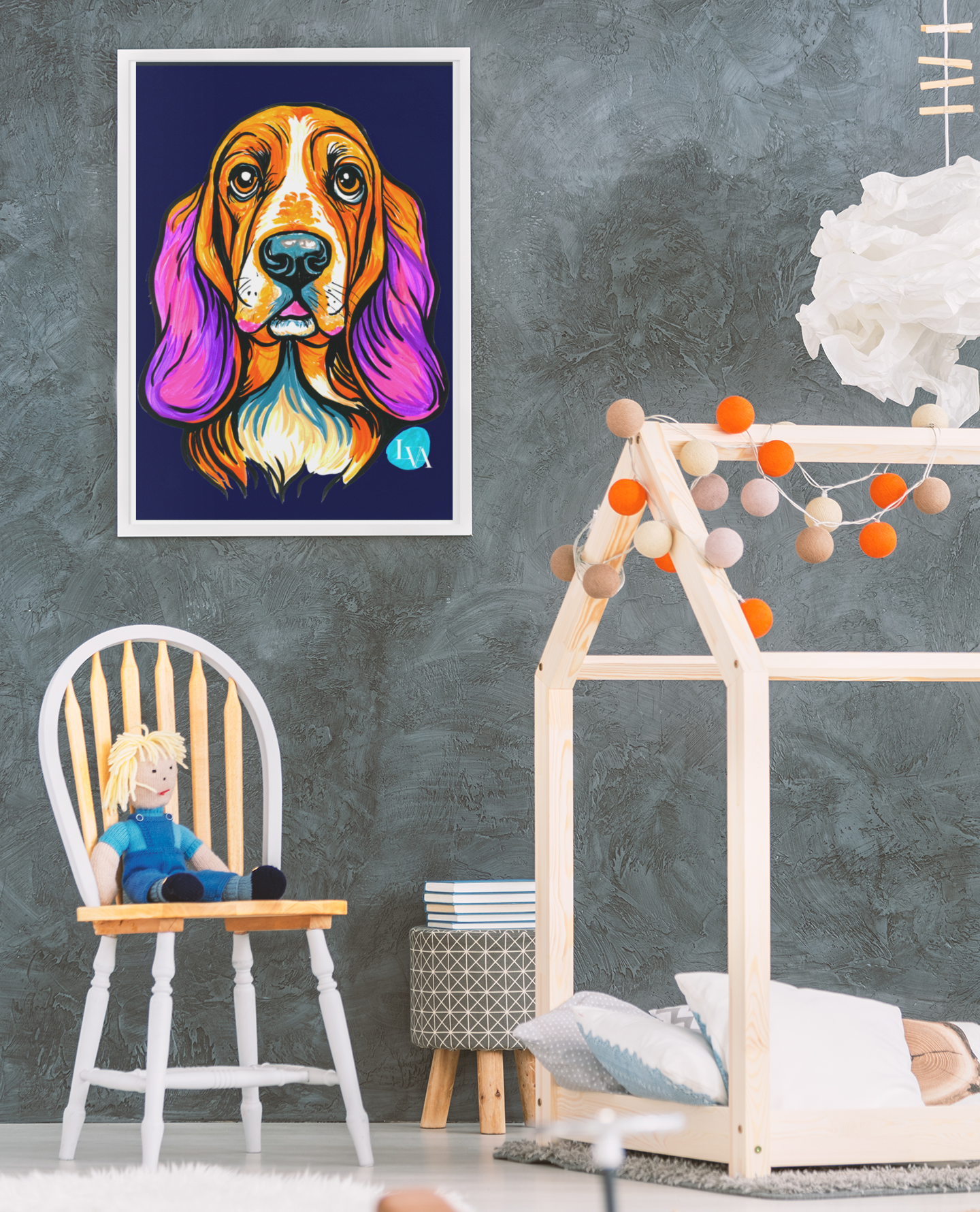 Basset Hound Art Print | Bold Dog Portrait Wall Art | LenyV Artelier
