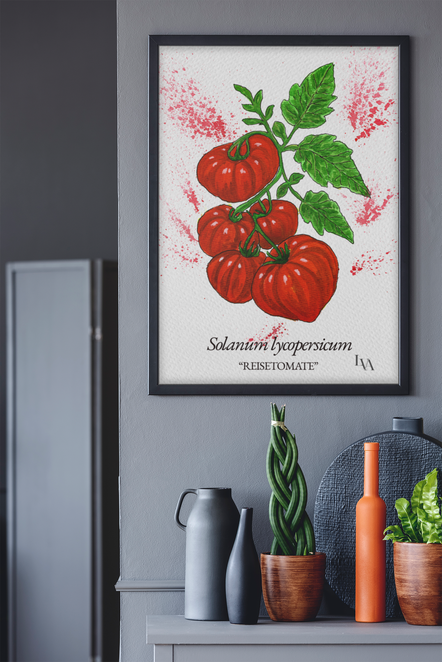 Estampe artistique Reisetomate – Illustration botanique Solanum Lycopersicum | Décoration murale de cuisine | LenyV Artelier