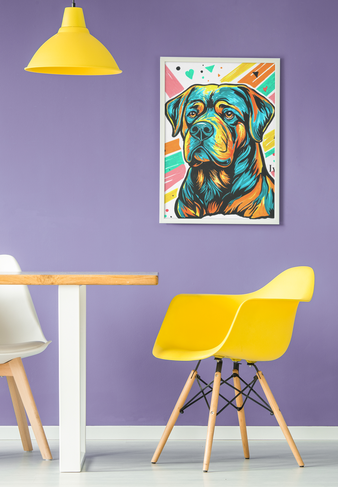 Rottweiler Kunstdruck | Mutiges Hundeporträt Wandkunst | LenyV Artelier