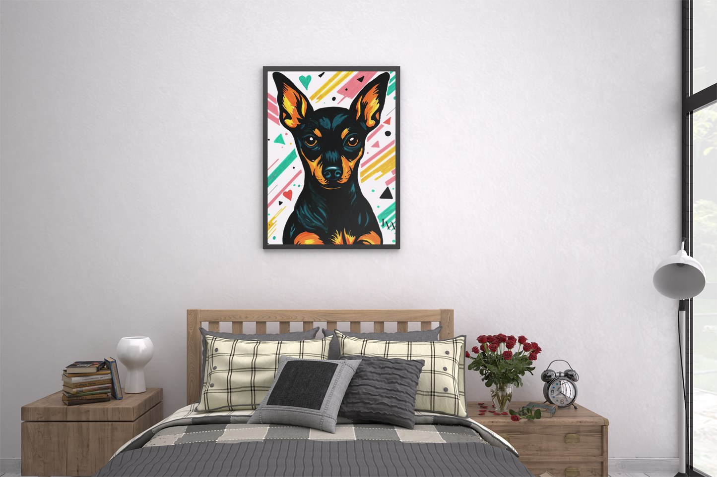 Miniatur Pinscher Kunstdruck | Mutiges Hundeporträt Wandkunst | LenyV Artelier