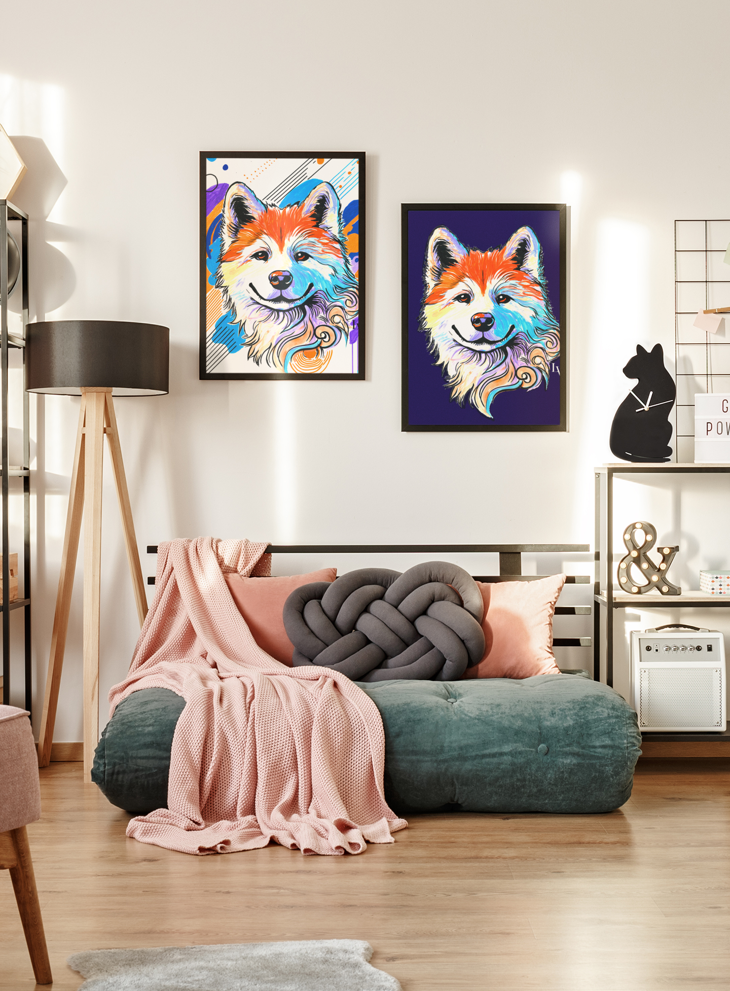 Shiba Inu Kunstdruck | Mutiges Hundeporträt Wandkunst | LenyV Artelier