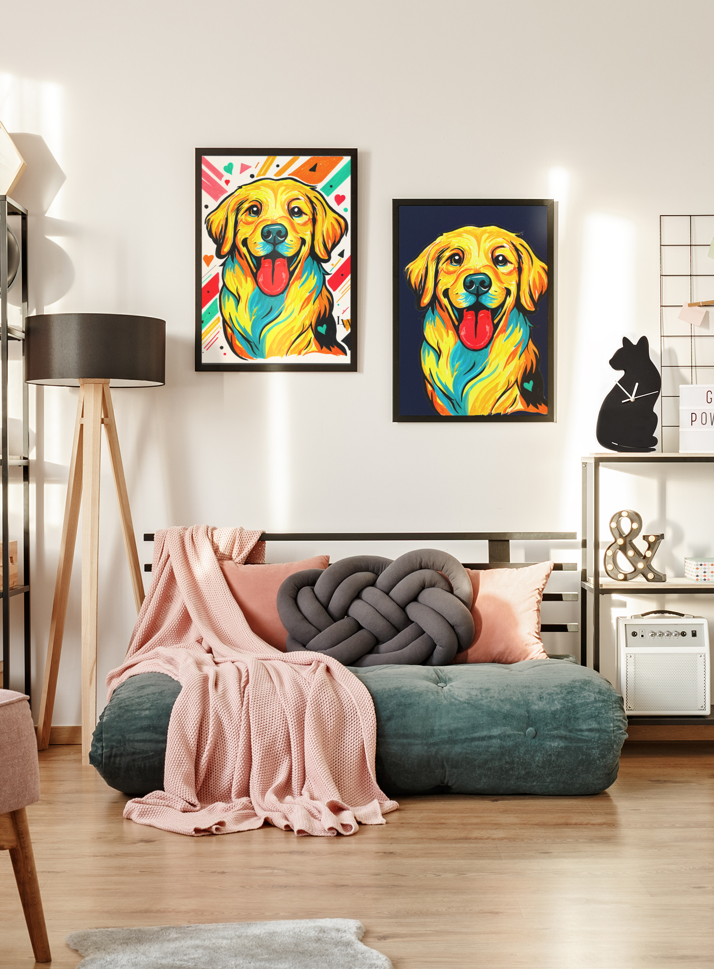Kunstdruck Goldener Retriever | Kühnes Hundeporträt Wandkunst | LenyV Artelier