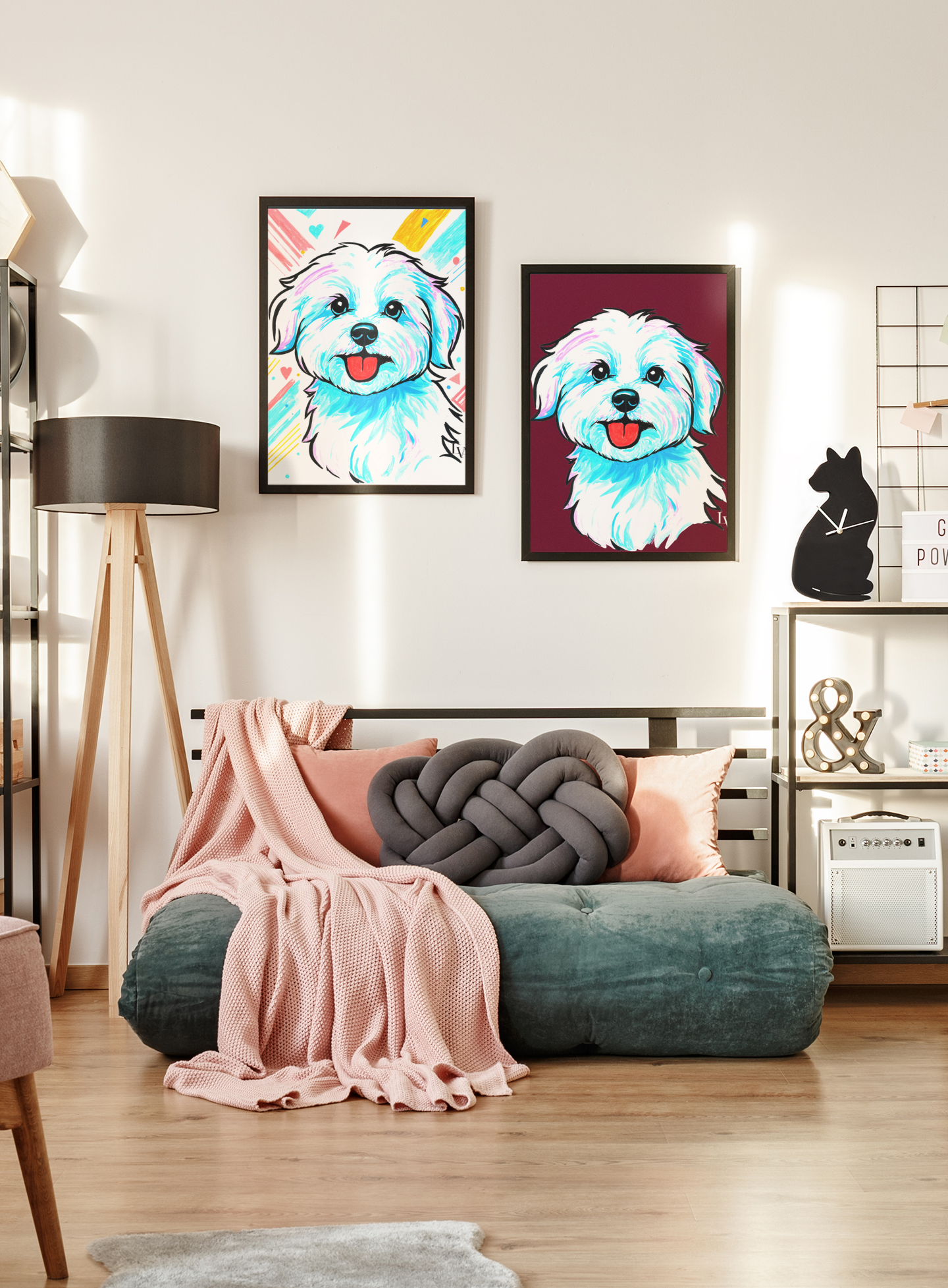 Impression d'art maltais | Décoration murale audacieuse avec portrait de chien | LenyV Artelier