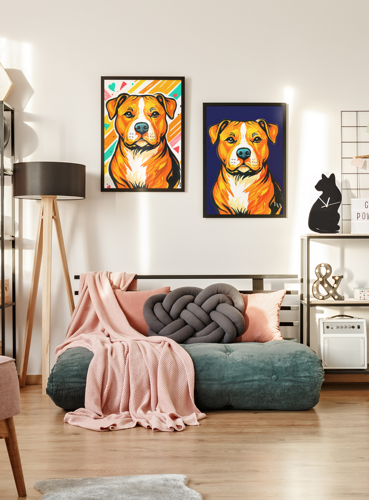 Pitbull Kunstdruck | Mutiges Hundeporträt Wandkunst | LenyV Artelier
