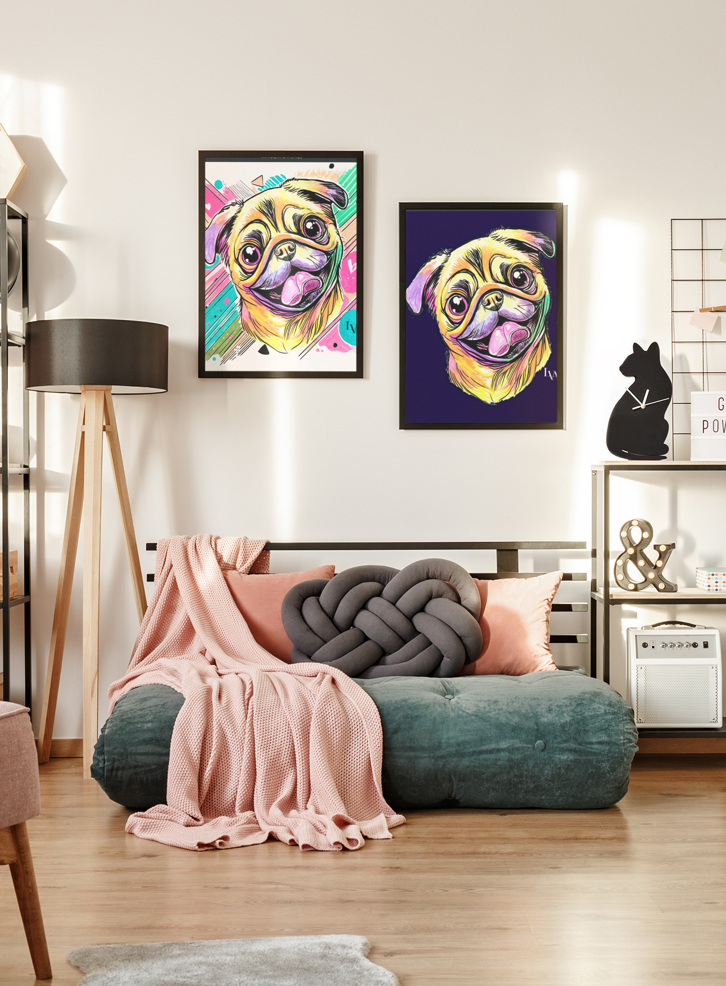 Mops-Kunstdruck | Kühnes Hundesporträt als Wandbild | LenyV Artelier