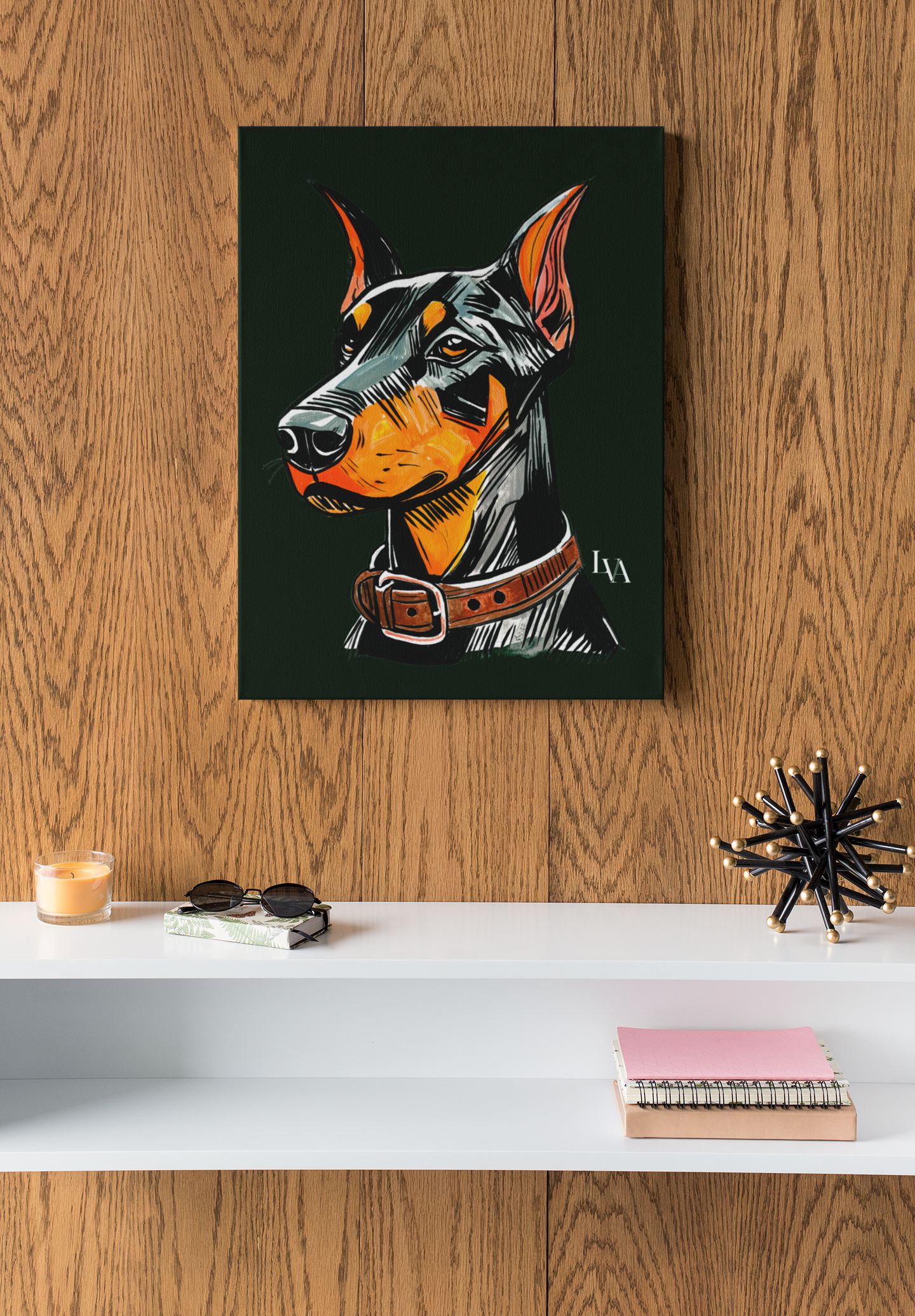 Doberman Gallery Canvas Print | Dog Wall Art | LenyV Artelier